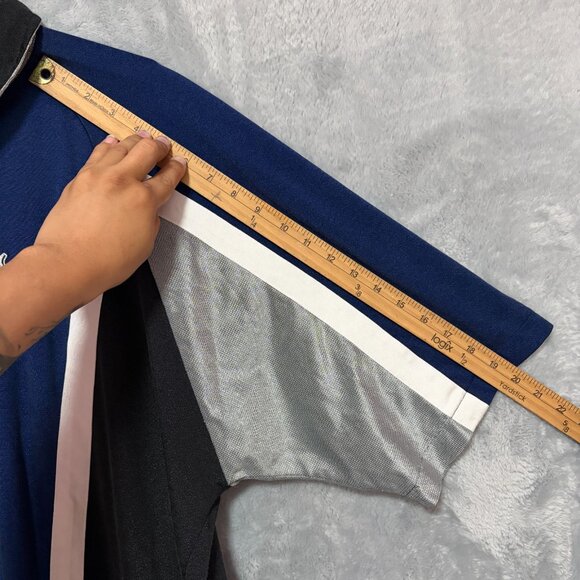 Vintage Nike Shirt Mens XL Black Blue Warm Up Full Zip Jersey Big Logo Y2K - Picture 10 of 10